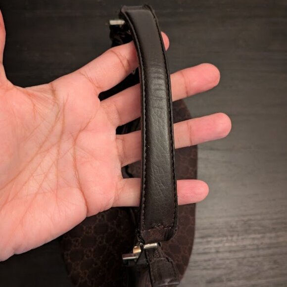 🤞LAST DROP🤞GUCCI Denim Monogram Hobo Dark Brown w/ Dust Bag - Picture 5 of 13